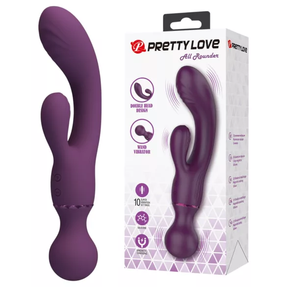 Pretty Love All Rounder - dobbelt-hodet G-punkt- og klitorisvibrator (lilla)