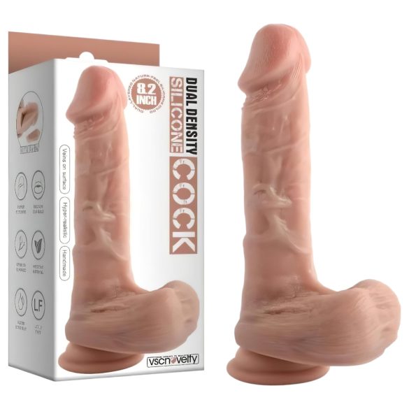 Dual Density - realistisk dildo med sugekopp og testikler - 20cm (naturlig)