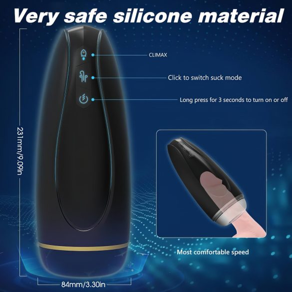 Sex HD Hawk - oppladbar, vibrerende sugemasturbator (svart-hvit)