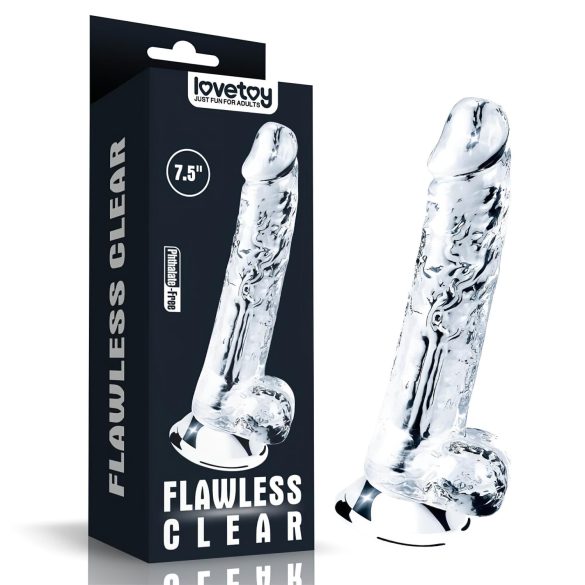Lovetoy Flawless Clear - sugekoppdildo - 19 cm (gjennomsiktig)