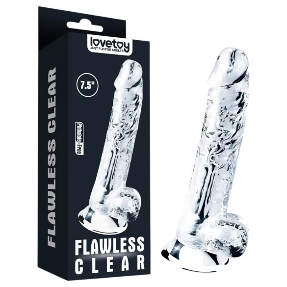 Lovetoy Flawless Clear - dildo med sugekopp - 19 cm (gjennomsiktig)
