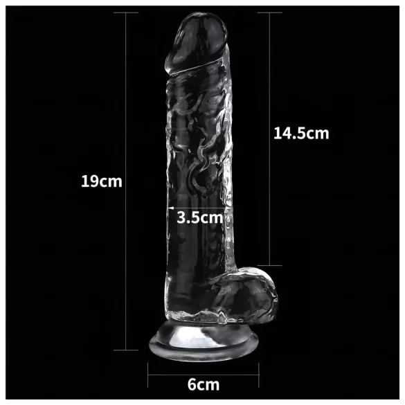 Lovetoy Flawless Clear - dildo med sugekopp - 19 cm (gjennomsiktig)
