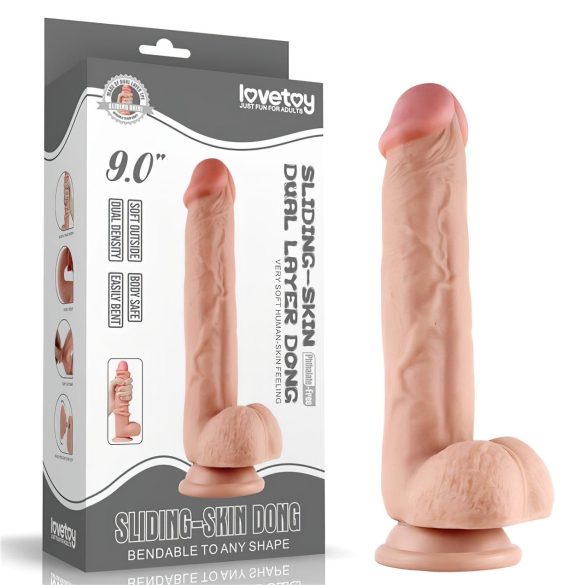 Lovetoy Sliding-Skin tolagbar dildo - 23cm (naturlig)