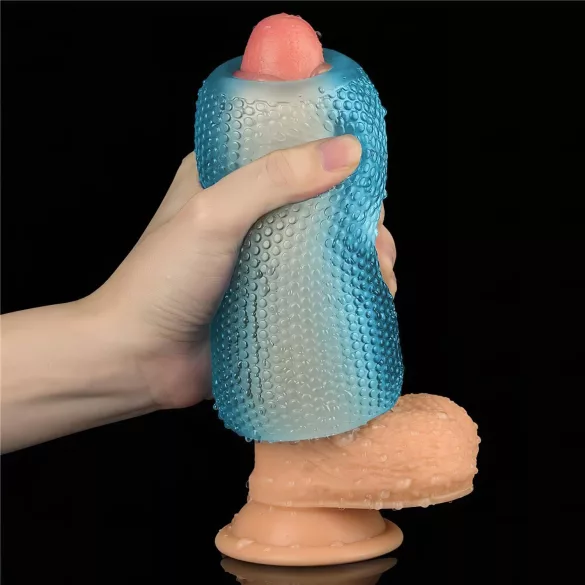 Lovetoy Training Master - tosidig riflet masturbator (blå)