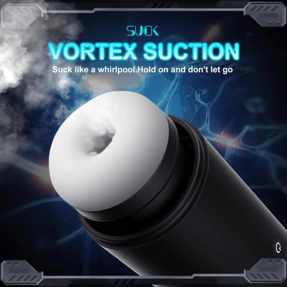 Leopard - opp-ned bevegende, sugende-vibrerende masturbator (svart)