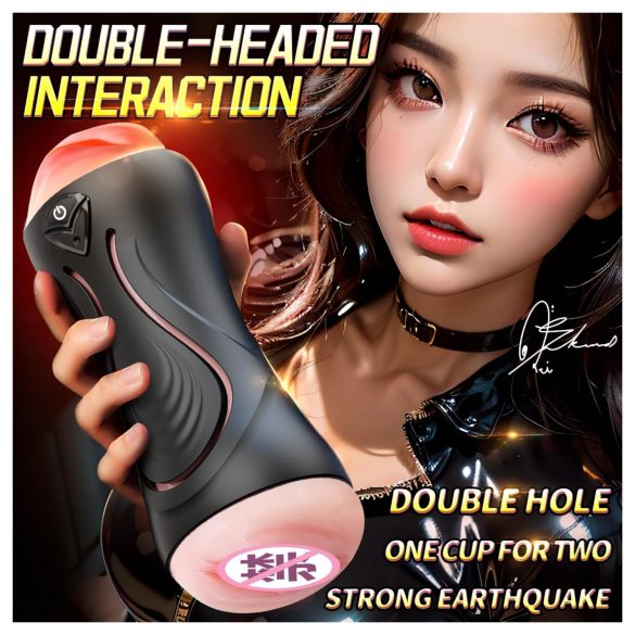 Leopard - munn- og vagina-penisvibrator (naturtro)