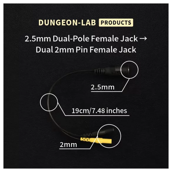 DG-LAB - elektrodefordeler fra 2,5 mm-kontakt til 2 mm (svart)