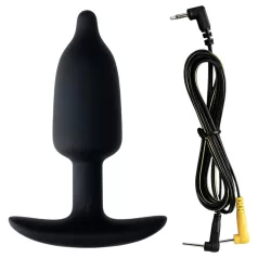   DG-LAB - topolig, ledende silikon analplugg med elektrode (svart)