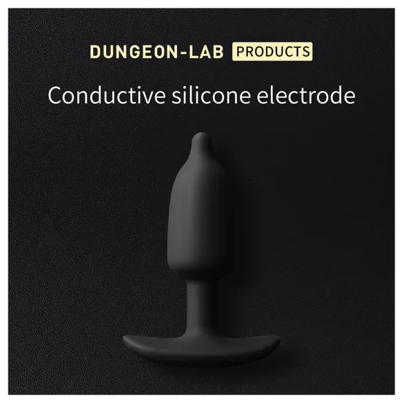 DG-LAB - topolig, ledende silikon analplugg med elektrode (svart)