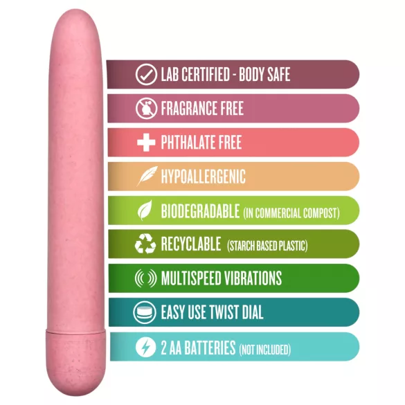 Gaia Eco L - miljøvennlig stavvibrator (rosa) - stor