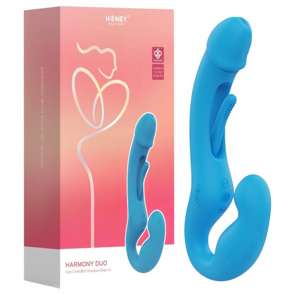 Honey Play Box Harmony Duo - smart festbar tungevibrator (blå)