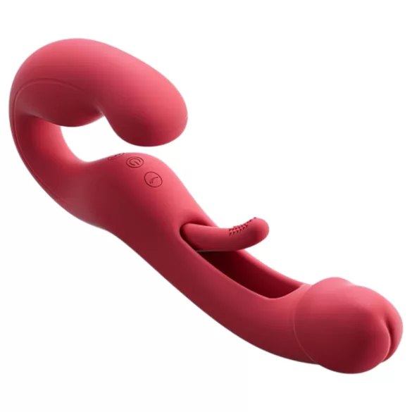 Honey Play Box Harmony Duo - appstyrt påsettbar vibrator med tungefunksjon (rød)
