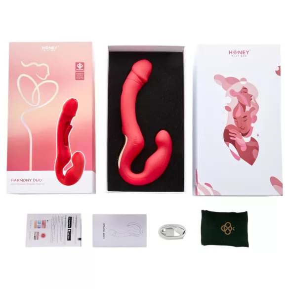 Honey Play Box Harmony Duo - appstyrt påsettbar vibrator med tungefunksjon (rød)