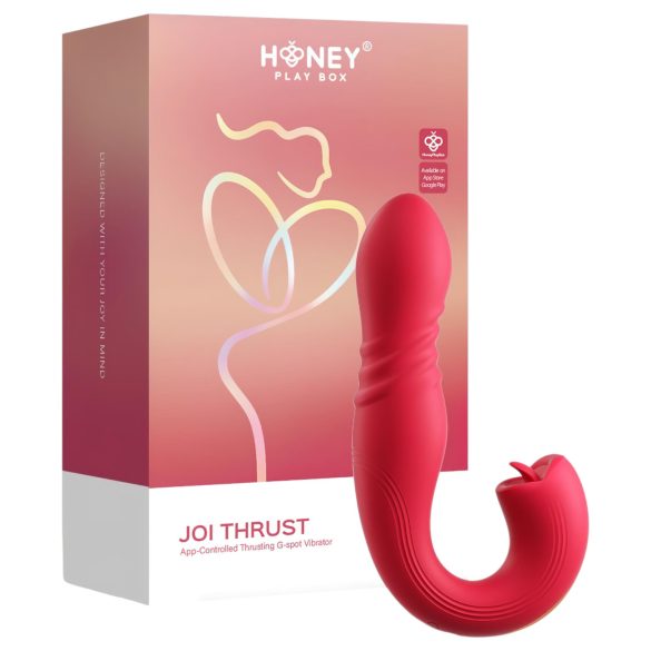 Honey Play Box Joi Thrust 2 - smart støtende, slikkende vibrator (rød)