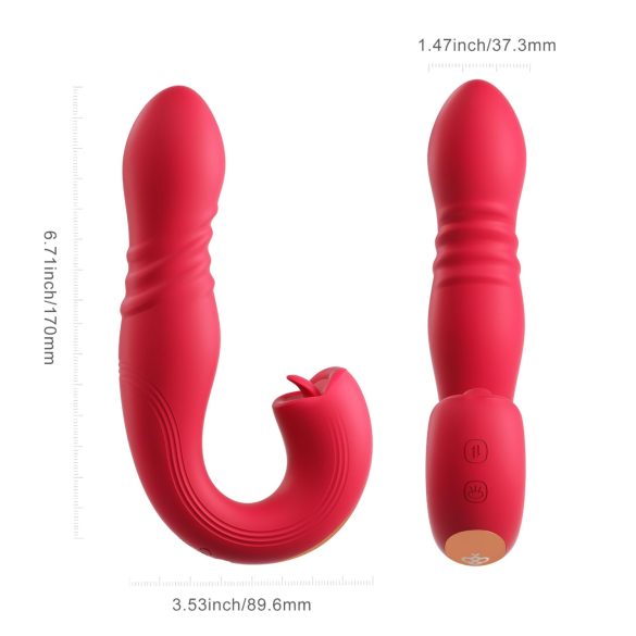 Honey Play Box Joi Thrust 2 - smart støtende, slikkende vibrator (rød)