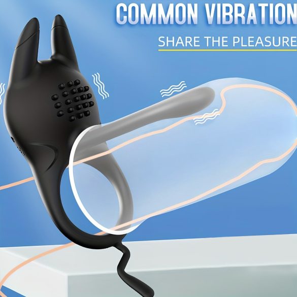 AlvUp - vibrerende penisring med klitorisstimulator (svart)