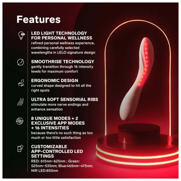 LELO Mona Spectra - smart G-punktvibrator med LED-lys (hvit)