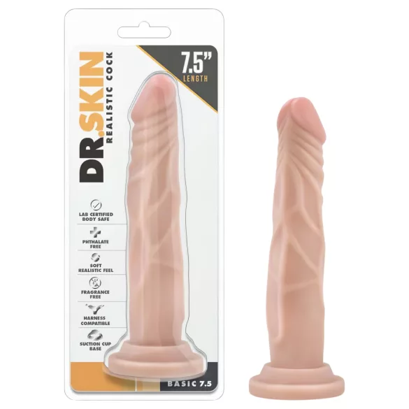 Dr. Skin 19cm realistisk dildo med sugekopp - naturfarge