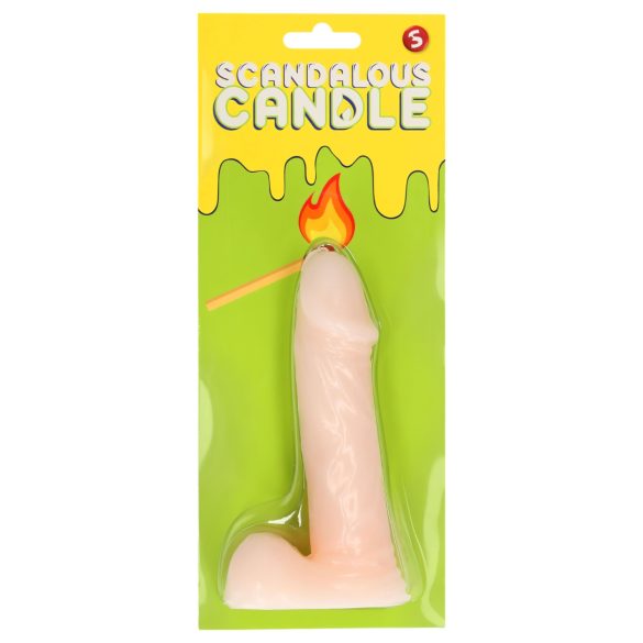 Skandaløs stearinlys - penis med kuler - natur (133g)