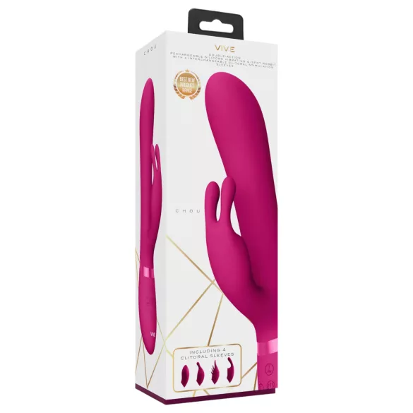 Vive Chou - oppladbar klitorisvibrator med utskiftbare hoder (rosa)