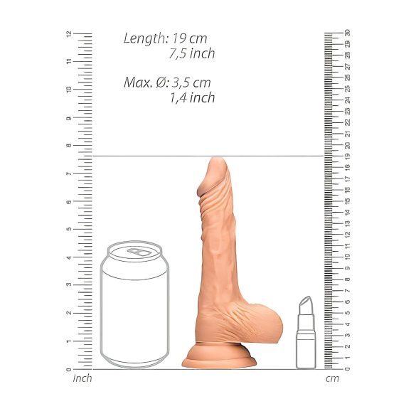 RealRock Dong 7 - naturtro dildo med testikler (17 cm) - naturlig