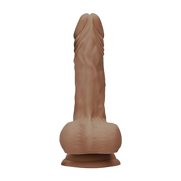 RealRock Dong 7 - naturtro dildo med pung (17 cm) - mørk natur