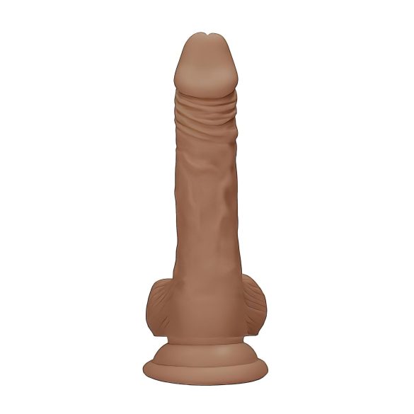 RealRock Dong 7 - naturtro dildo med pung (17 cm) - mørk natur