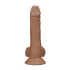 RealRock Dong 7 - naturtro dildo med pung (17 cm) - mørk natur