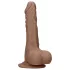 RealRock Dong 10 - naturtro dildo med testikler (25 cm) - mørk hudtone