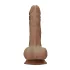 RealRock Dong 10 - naturtro dildo med testikler (25 cm) - mørk hudtone