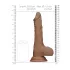 RealRock Dong 10 - naturtro dildo med testikler (25 cm) - mørk hudtone