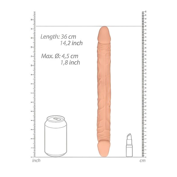 RealRock Dobbel Dildo 14" - naturlig (36 cm)