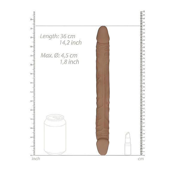 RealRock Dobbel Dildo 14 - dobbel dildo (36 cm) - mørk natur