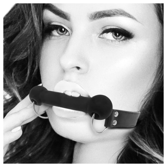 Ouch! - beinformet munnknebel (svart)