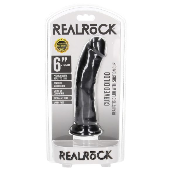 RealRock - realistisk dildo med sugekopp - 15,5cm (svart)