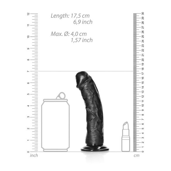 RealRock - realistisk dildo med sugekopp - 15,5cm (svart)
