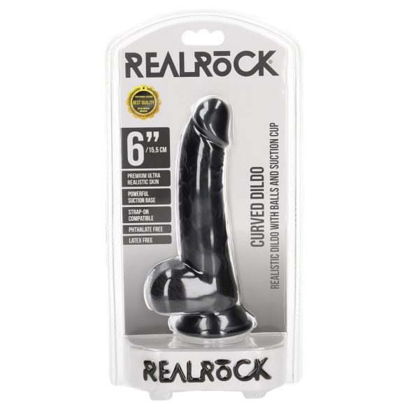 RealRock - realistisk dildo med sugekopp - 15,5cm (svart)