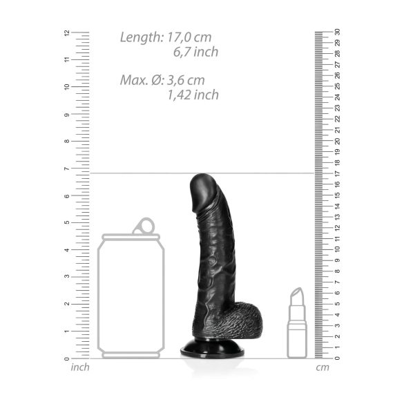 RealRock - realistisk dildo med sugekopp - 15,5cm (svart)