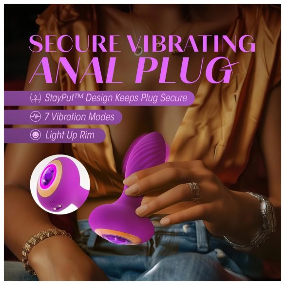 Oh My Gem – Vibrerende analplugg med juvel (lilla)