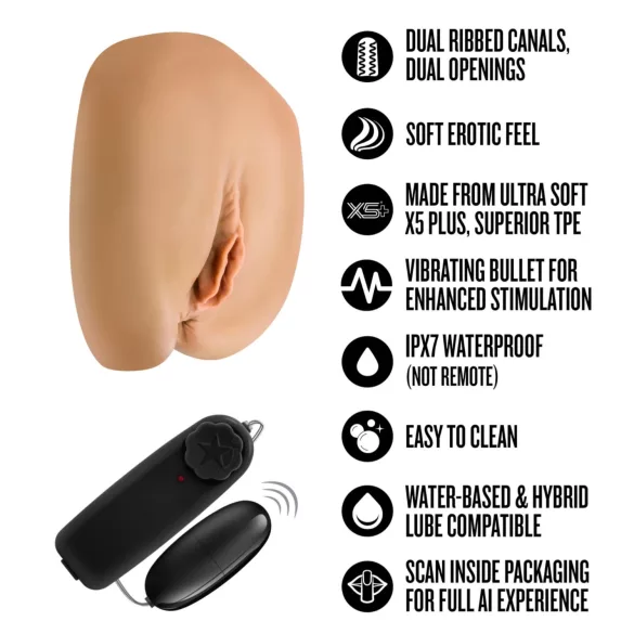 Enlust Camila - vibrasjons­vagina med KI‑bilder (naturfarget)