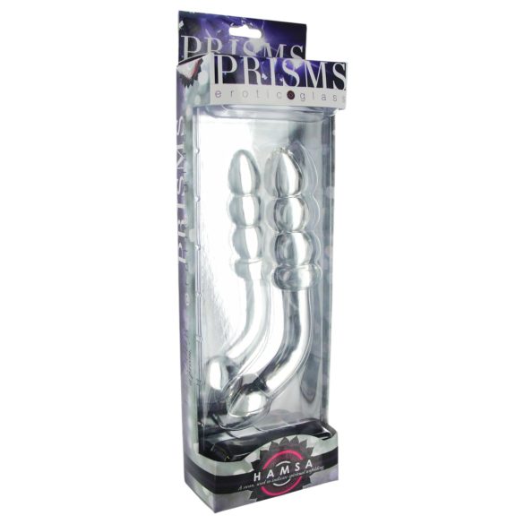 Prisms Hamsa - dobbeltsidig, G-punkt glassdildo (gjennomsiktig)