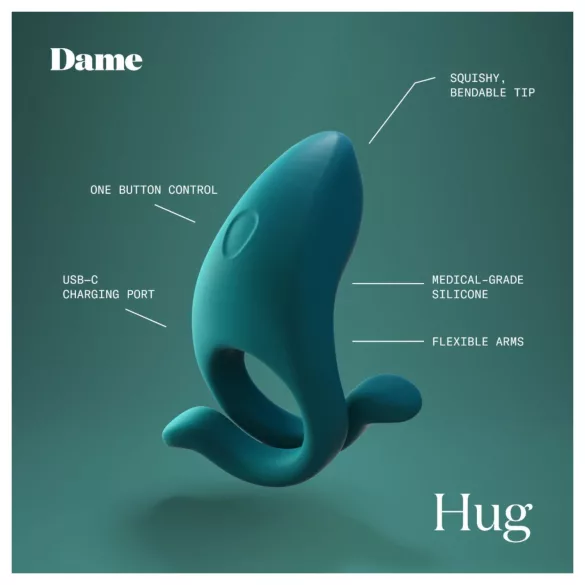 Dame Hug - justerbar vibrerende penisring (grønn)