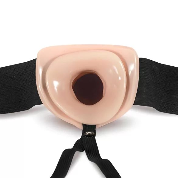 Dr. Skin 6,5 - hul dildo med sele - 15cm (natur)