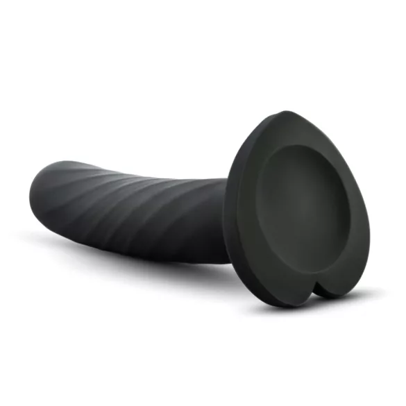 Temptasia Twist Small - dildo med sugekopp, vridd design (svart)