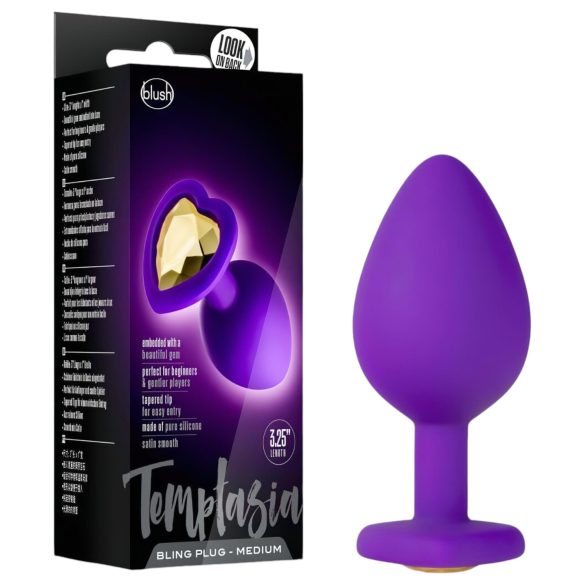 Temptasia M - gull akryl hjerte anal dildo (lilla) - medium