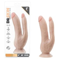 Dr. Skin 8 - dobbel dildo med sugekopp (natur) Dr. Skin 8 - dobbel dildo med sugekopp (natur)