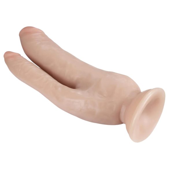 Dr. Skin 8 - dobbel dildo med sugekopp (natur)