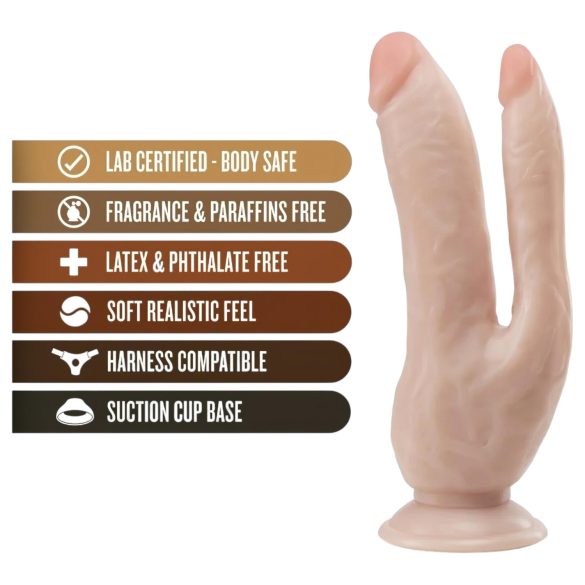 Dr. Skin 8 - dobbel dildo med sugekopp (natur)