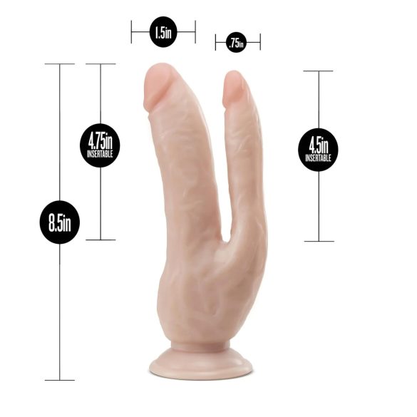 Dr. Skin 8 - dobbel dildo med sugekopp (natur)
