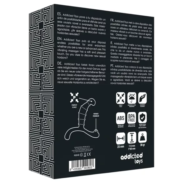 Addicted Toys - prostataka- og perineummassasjør (svart) - 11,3 cm